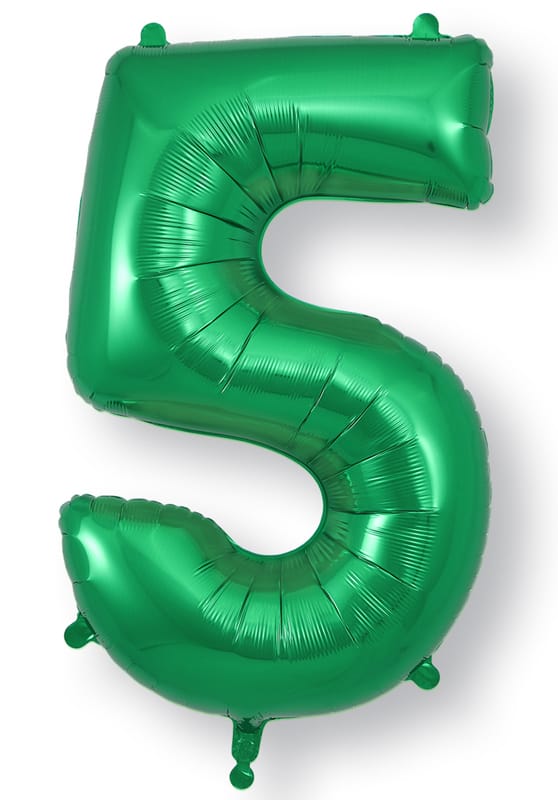 Number 5 Foil Balloon - Green 34 Inch for Birthdays Foil Balloon Number 5 Foil Balloon - Green 34 inch
