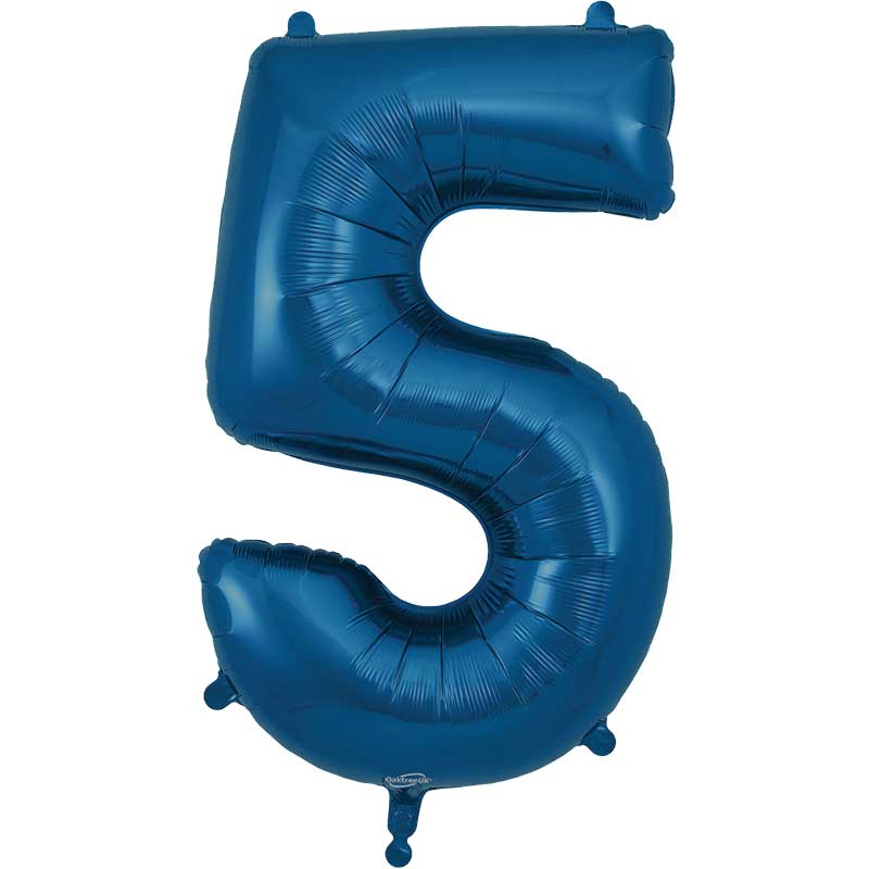 Number 5 Foil Balloon - Navy Blue 34 Inch for Birthdays Foil Balloon Number 5 Foil Balloon - Navy Blue 34 inch