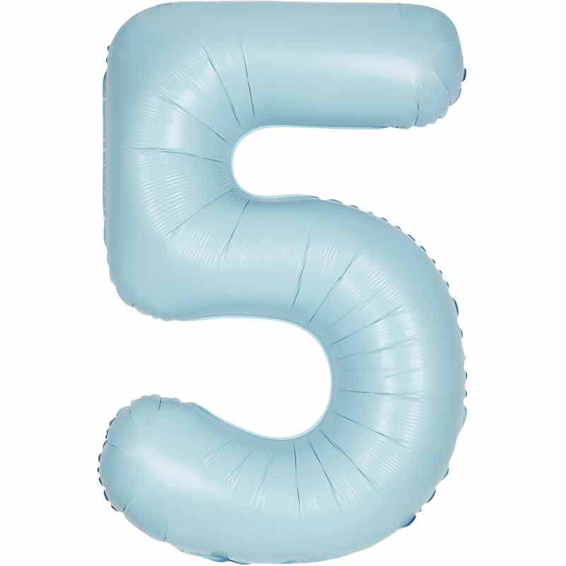 Number 5 Foil Balloon - Powder Blue 34 Inch for Birthdays Foil Balloon Number 5 Foil Balloon - Powder Blue 34 inch