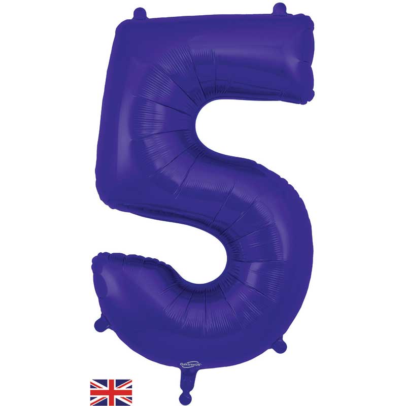 Number 5 Foil Balloon - Purple 34 Inch for Birthdays Foil Balloon Number 5 Foil Balloon - Purple 34 inch