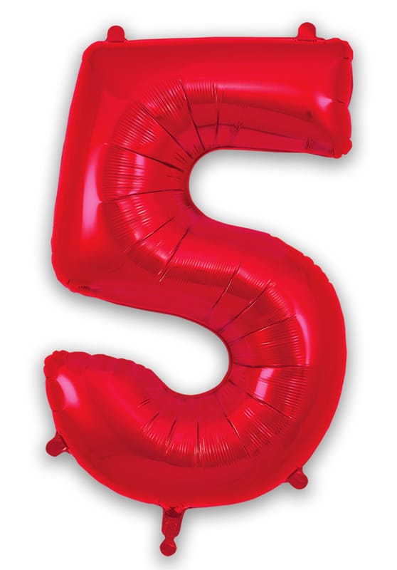Number 5 Foil Balloon - Red 34 Inch for Birthdays Foil Balloon Number 5 Foil Balloon - Red 34 inch