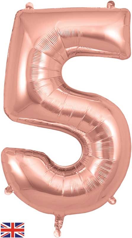 Number 5 Foil Balloon - Rose Gold 34 Inch for Birthdays Foil Balloon Number 5 Foil Balloon - Rose Gold 34 inch