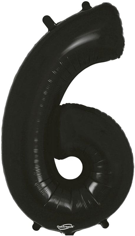 Number 6 Foil Balloon - Black 34 Inch for Birthdays Foil Balloon Number 6 Foil Balloon - Black 34 inch