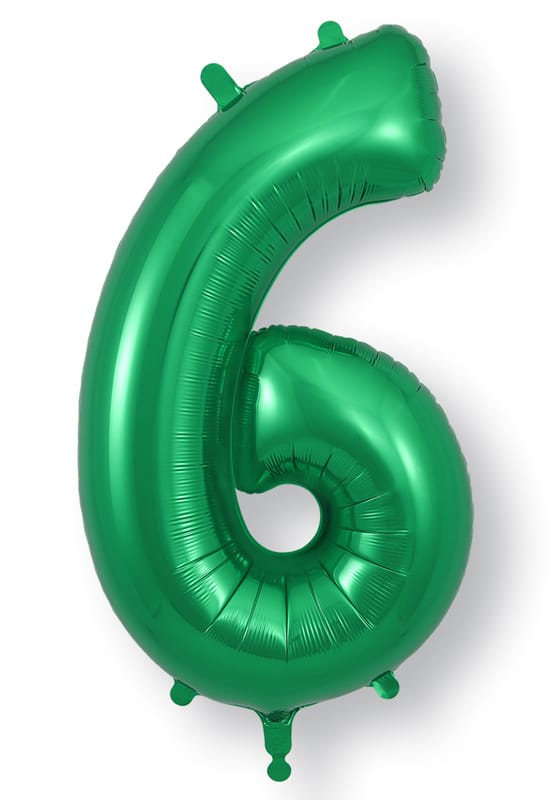 Number 6 Foil Balloon - Green 34 Inch for Birthdays Foil Balloon Number 6 Foil Balloon - Green 34 inch