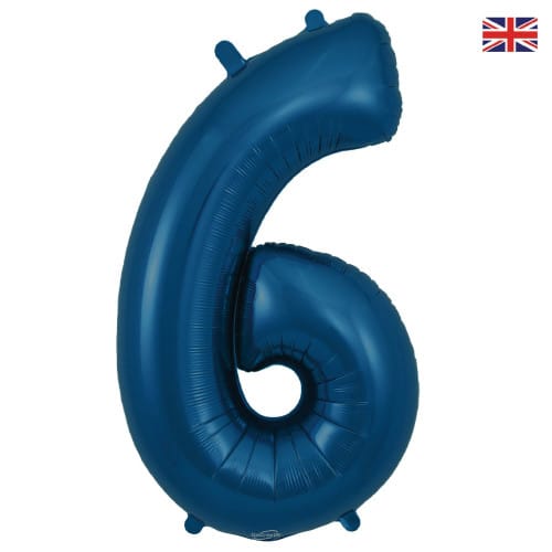 Number 6 Foil Balloon - Navy Blue 34 Inch for Birthdays Foil Balloon Number 6 Foil Balloon - Navy Blue 34 inch