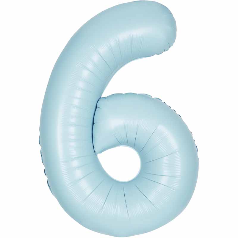 Number 6 Foil Balloon - Powder Blue 34 Inch for Birthdays Foil Balloon Number 6 Foil Balloon - Powder Blue 34 inch
