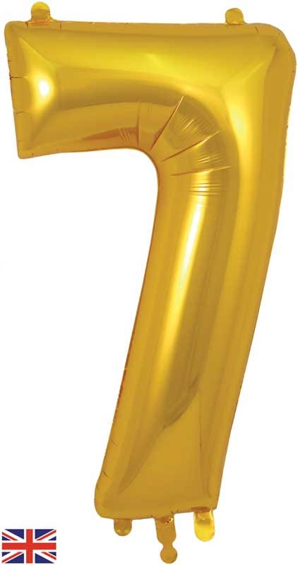 Number 7 Foil Balloon - Gold 34 Inch for Birthdays Foil Balloon Number 7 Foil Balloon - Gold 34 inch