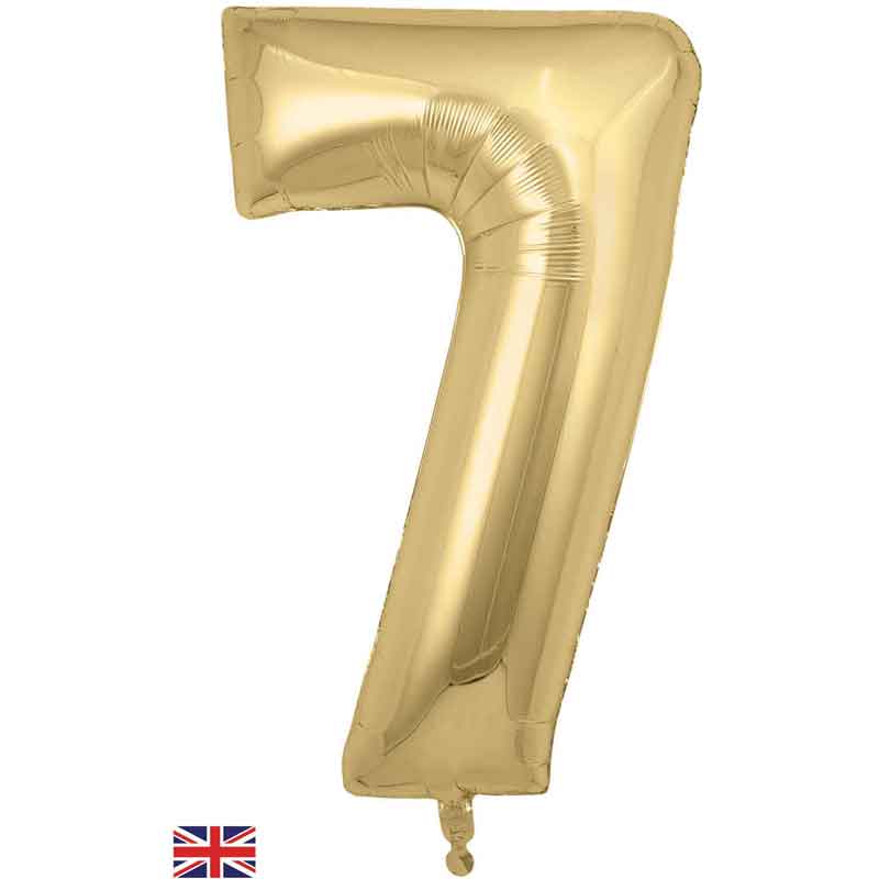 Number 7 Foil Balloon - Gold Silk 34 Inch for Birthdays Foil Balloon Number 7 Foil Balloon - Gold Silk 34 inch