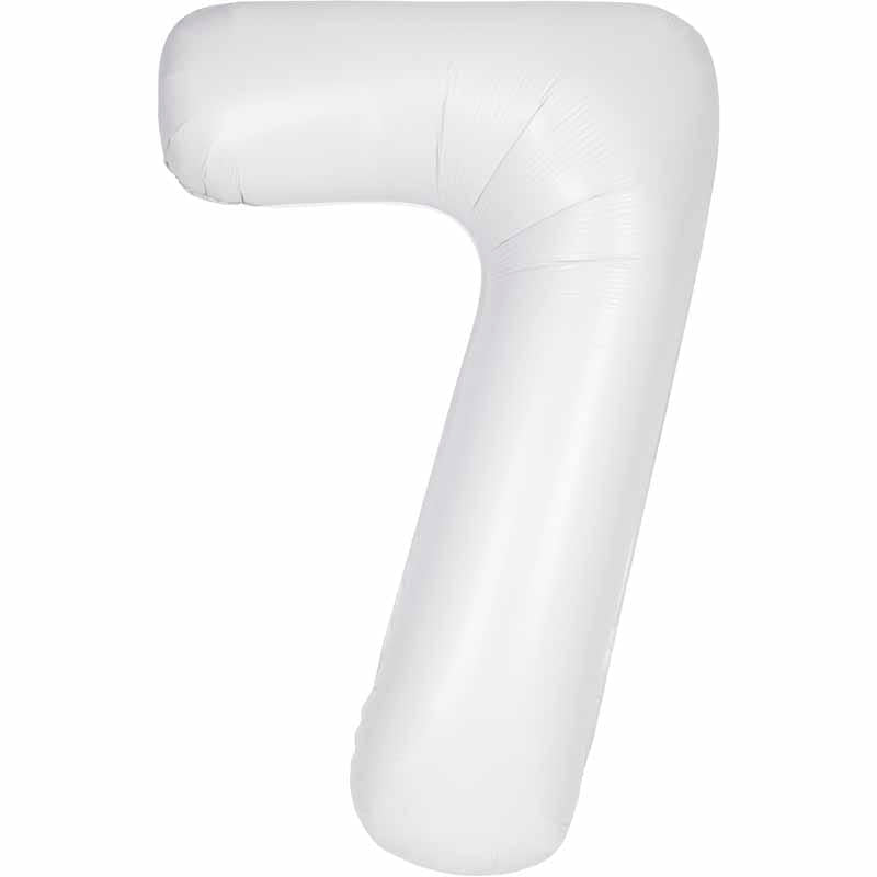 Number 7 Foil Balloon - Matte White 34 Inch for Birthdays Foil Balloon Number 7 Foil Balloon - Matte White 34 inch