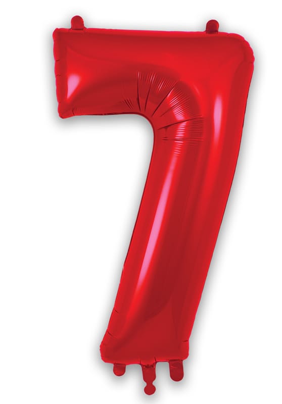 Number 7 Foil Balloon - Red 34 Inch for Birthdays Foil Balloon Number 7 Foil Balloon - Red 34 inch