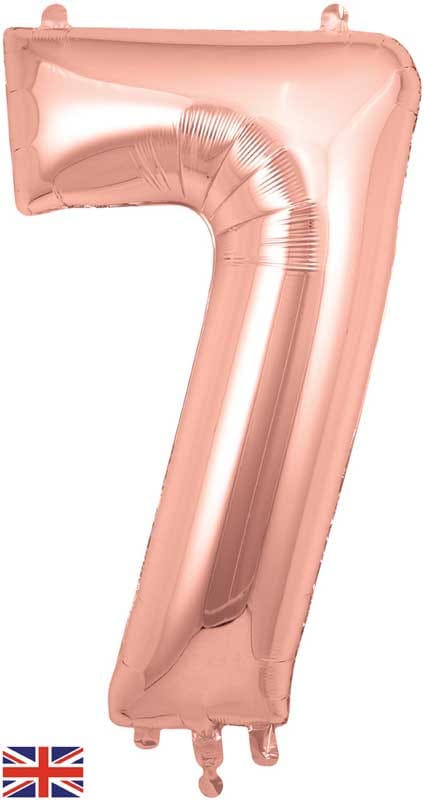 Number 7 Foil Balloon - Rose Gold 34 Inch for Birthdays Foil Balloon Number 7 Foil Balloon - Rose Gold 34 inch