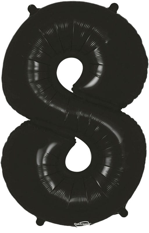 Number 8 Foil Balloon - Black 34 Inch for Birthdays Foil Balloon Number 8 Foil Balloon - Black 34 inch