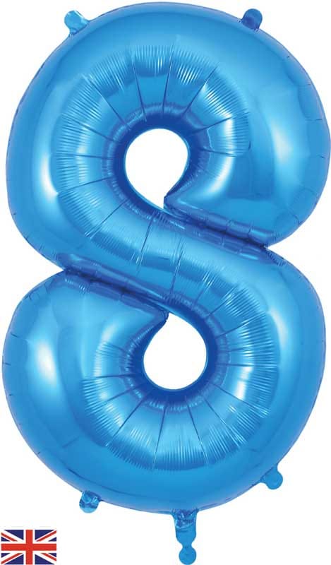 Number 8 Foil Balloon - Blue 34 Inch for Birthdays Foil Balloon Number 8 Foil Balloon - Blue 34 inch