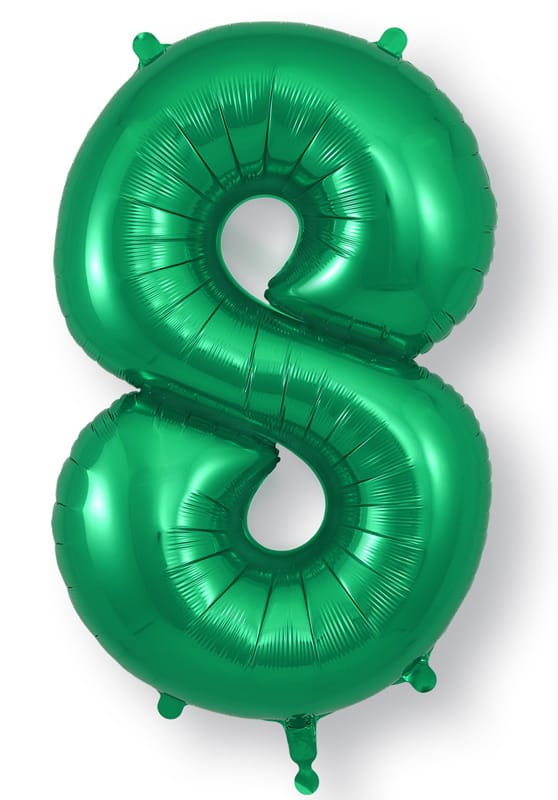 Number 8 Foil Balloon - Green 34 Inch for Birthdays Foil Balloon Number 8 Foil Balloon - Green 34 inch