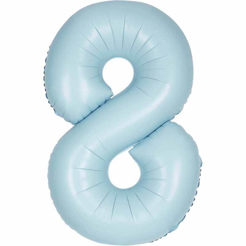Number 8 Foil Balloon - Powder Blue 34 Inch for Birthdays Foil Balloon Number 8 Foil Balloon - Powder Blue 34 inch