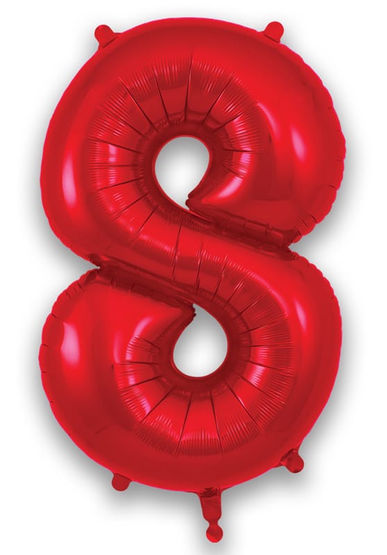 Number 8 Foil Balloon - Red 34 Inch for Birthdays Foil Balloon Number 8 Foil Balloon - Red 34 inch
