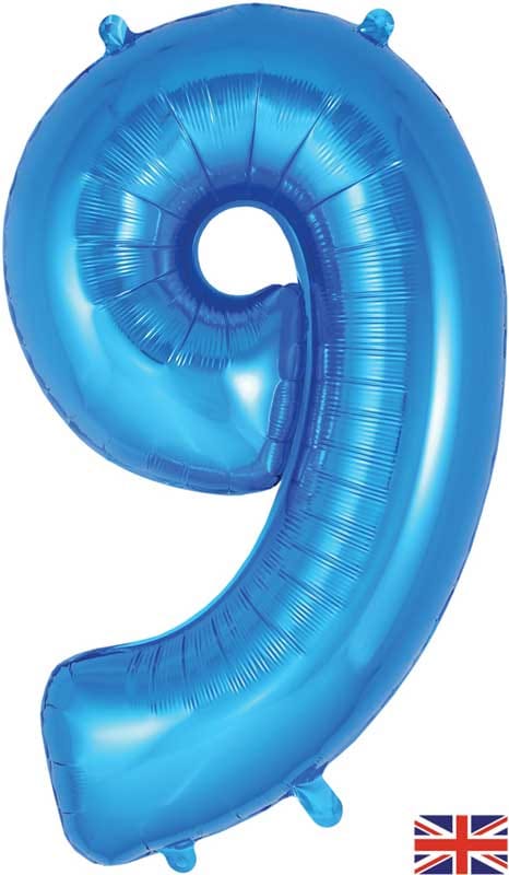 Number 9 Foil Balloon - Blue 34 Inch for Birthdays Foil Balloon Number 9 Foil Balloon - Blue 34 inch