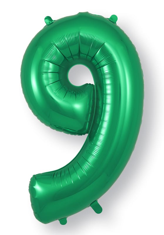 Number 9 Foil Balloon - Green 34 Inch for Birthdays Foil Balloon Number 9 Foil Balloon - Green 34 inch