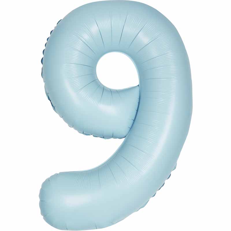Number 9 Foil Balloon - Powder Blue 34 Inch for Birthdays Foil Balloon Number 9 Foil Balloon - Powder Blue 34 inch