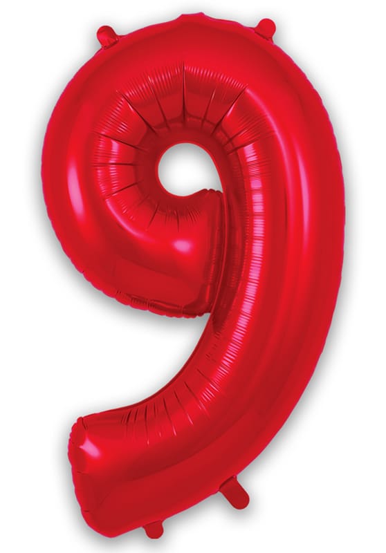 Number 9 Foil Balloon - Red 34 Inch for Birthdays Foil Balloon Number 9 Foil Balloon - Red 34 inch