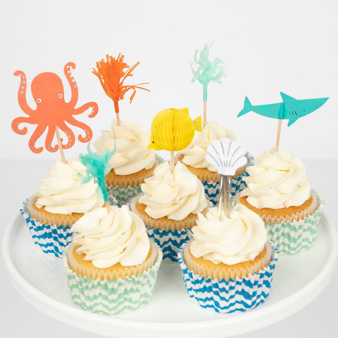 Octopus &amp; Shark Cupcake Kit x 24 | Cake Decorating UK Cake Decorating Supplies Octopus &amp; Shark Cupcake Kit x 24 toppers