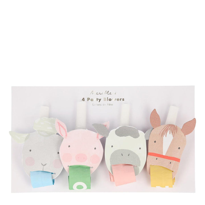 On The Farm Party Blowers x 4 | Meri Meri Farm Party Party Accessories On The Farm Party Blowers x 4