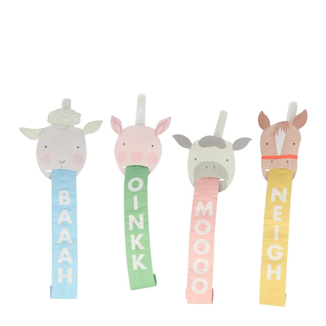 On The Farm Party Blowers x 4 | Meri Meri Farm Party Party Accessories On The Farm Party Blowers x 4