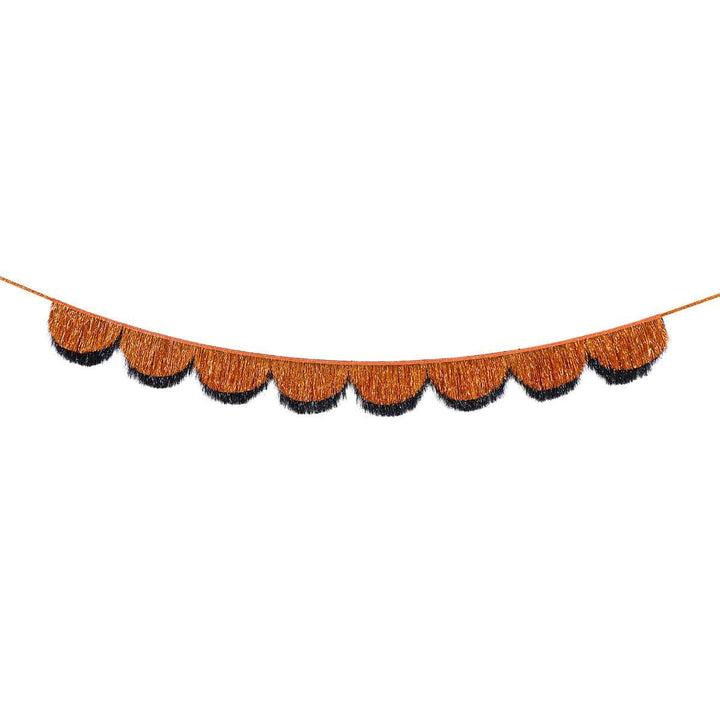 Orange &amp; Black Tinsel Scalloped Party Garland | Meri Meri Bunting Orange &amp; Black Tinsel Scalloped Party Garland