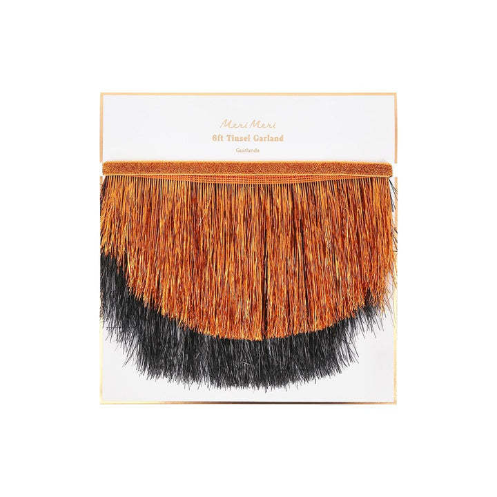 Orange &amp; Black Tinsel Scalloped Party Garland | Meri Meri Bunting Orange &amp; Black Tinsel Scalloped Party Garland