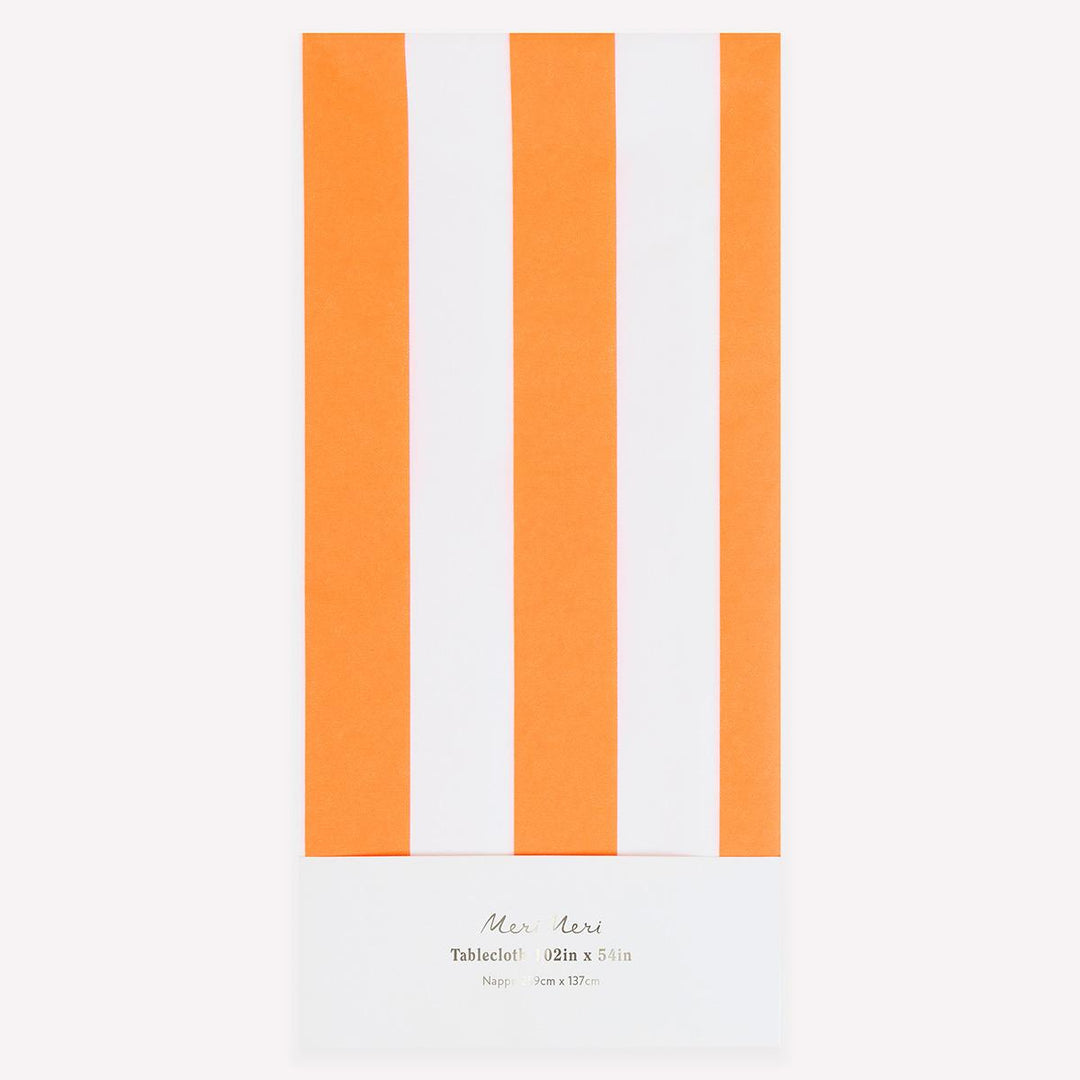 Orange Striped Paper Party Tablecloth | Meri Meri Halloween Table Tableware Orange Striped Paper Party Tablecloth