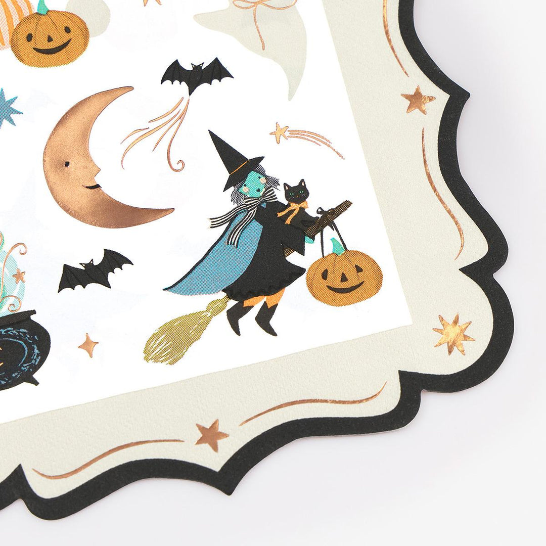 Ornate Edge Halloween Large Party Napkins x 16 | Meri Meri party napkins Ornate Edge Halloween Large Party Napkins x 16
