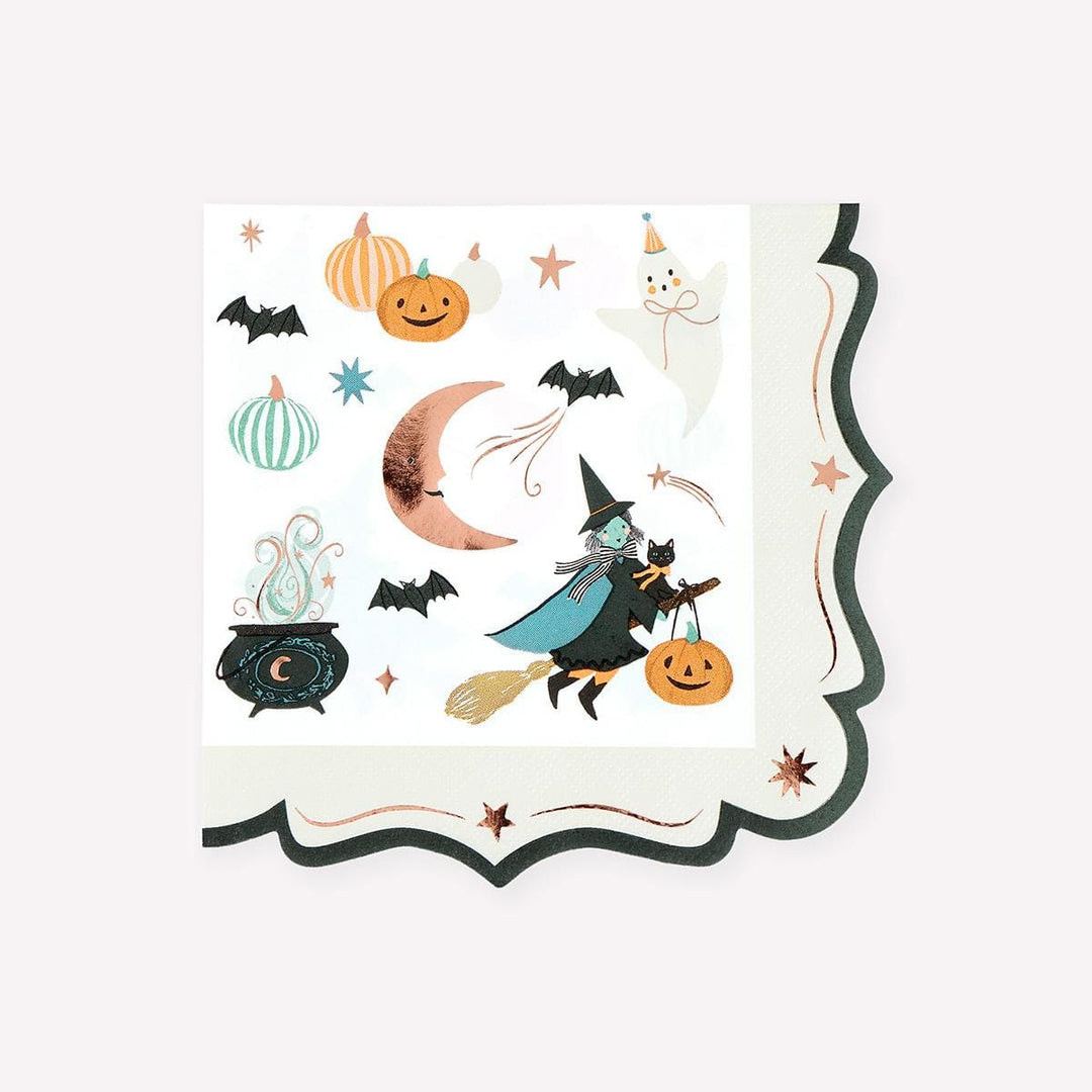 Ornate Edge Halloween Large Party Napkins x 16 | Meri Meri party napkins Ornate Edge Halloween Large Party Napkins x 16