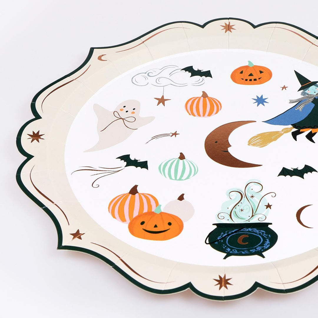 Ornate Edge Halloween Party Plates x 8 | Meri Meri party plates Ornate Edge Halloween Party Plates x 8