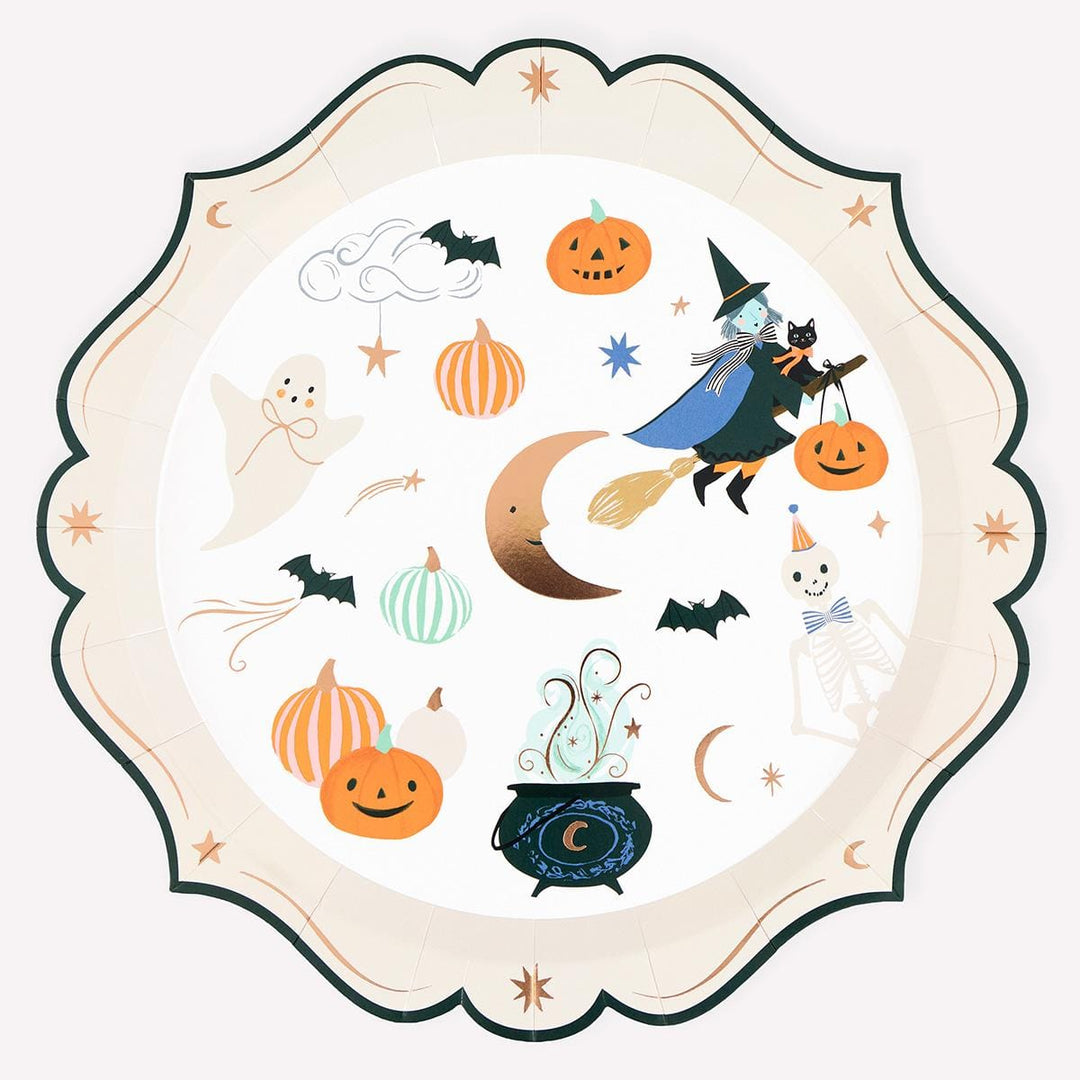 Ornate Edge Halloween Party Plates x 8 | Meri Meri party plates Ornate Edge Halloween Party Plates x 8