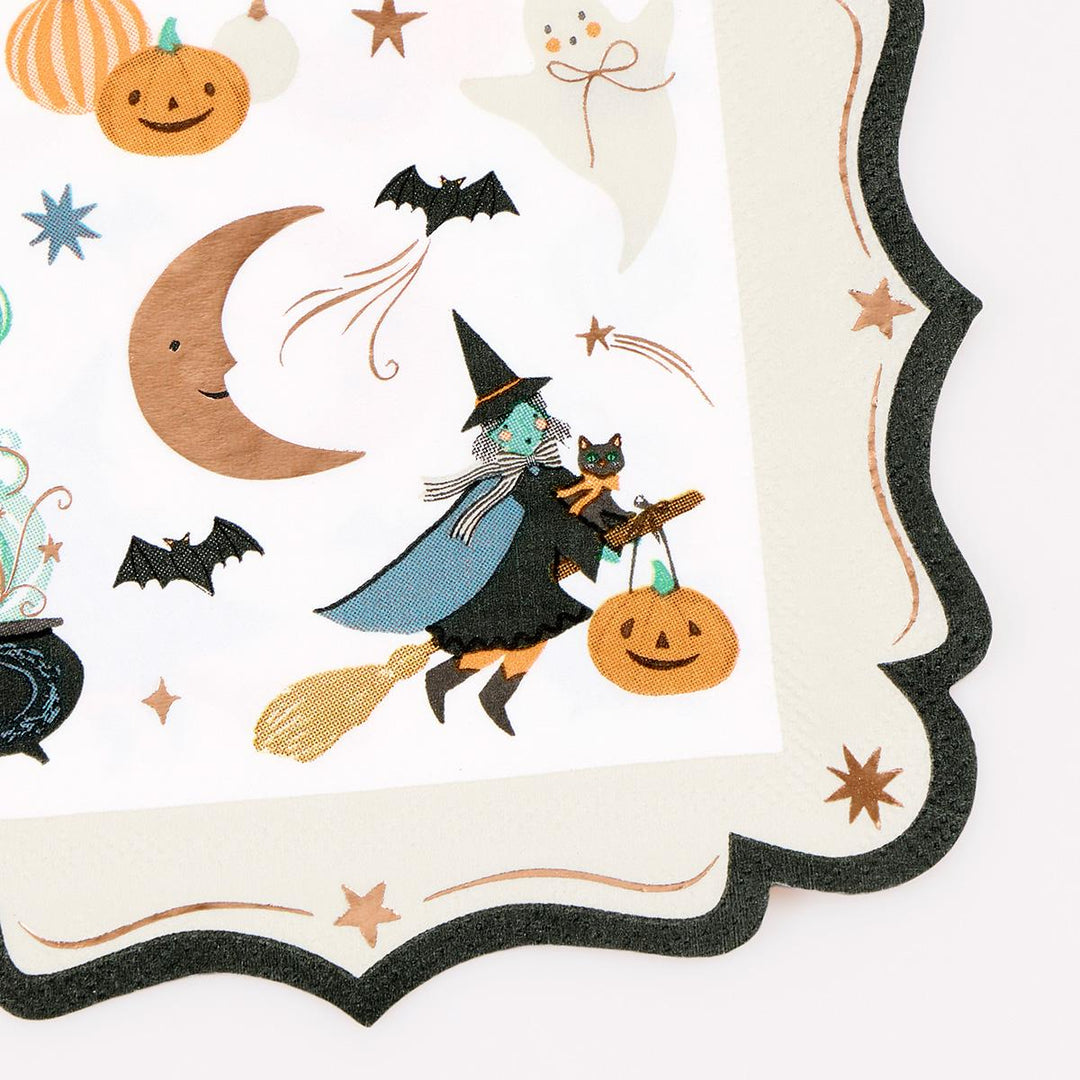 Ornate Edge Halloween Small Party Napkins x 16 | Meri Meri party napkins Ornate Edge Halloween Small Party Napkins x 16