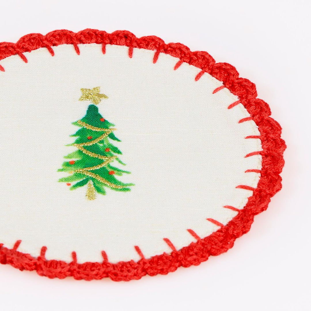 Painterly Christmas Fabric Cocktail Napkins x 4 | Meri Meri party napkins Painterly Christmas Fabric Cocktail Napkins x 4