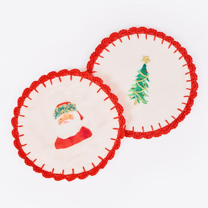 Painterly Christmas Fabric Cocktail Napkins x 4 | Meri Meri party napkins Painterly Christmas Fabric Cocktail Napkins x 4