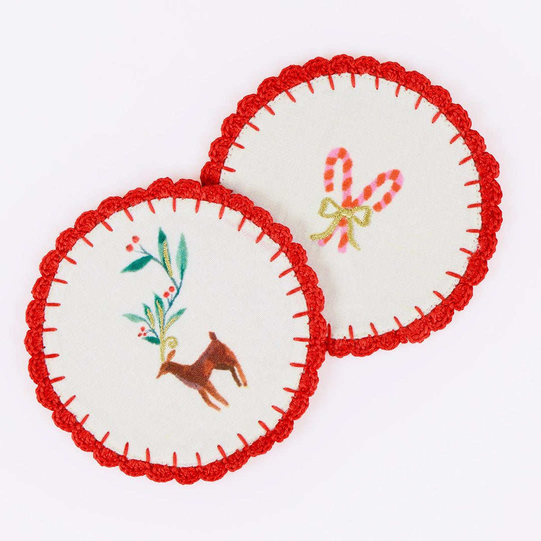 Painterly Christmas Fabric Cocktail Napkins x 4 | Meri Meri party napkins Painterly Christmas Fabric Cocktail Napkins x 4