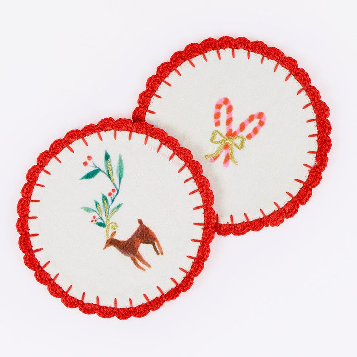 Painterly Christmas Fabric Cocktail Napkins x 4 | Meri Meri party napkins Painterly Christmas Fabric Cocktail Napkins x 4
