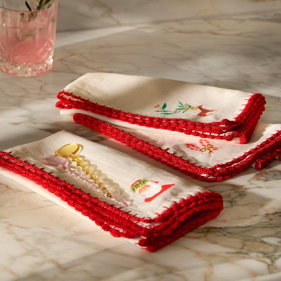 Painterly Christmas Fabric Napkins x 4 | Meri Meri party napkins Painterly Christmas Fabric Napkins x 4