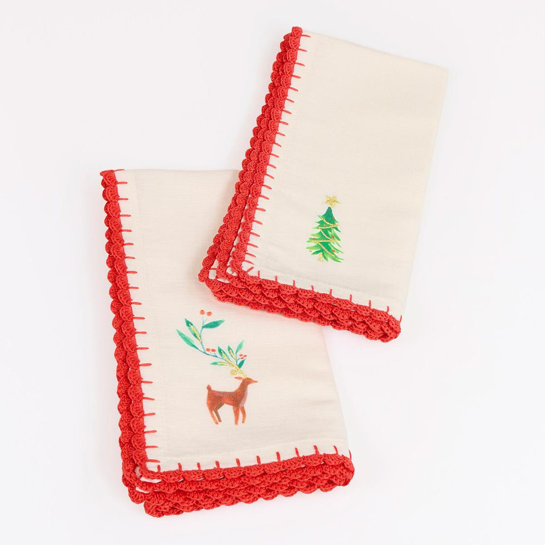 Painterly Christmas Fabric Napkins x 4 | Meri Meri party napkins Painterly Christmas Fabric Napkins x 4