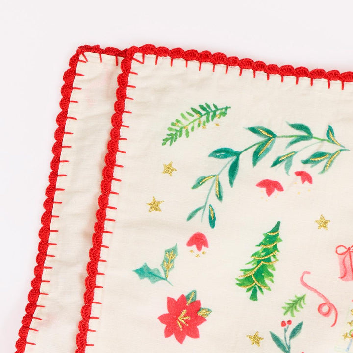Painterly Christmas Fabric Placemats x 4 | Meri Meri Placemats Painterly Christmas Fabric Placemats x 4