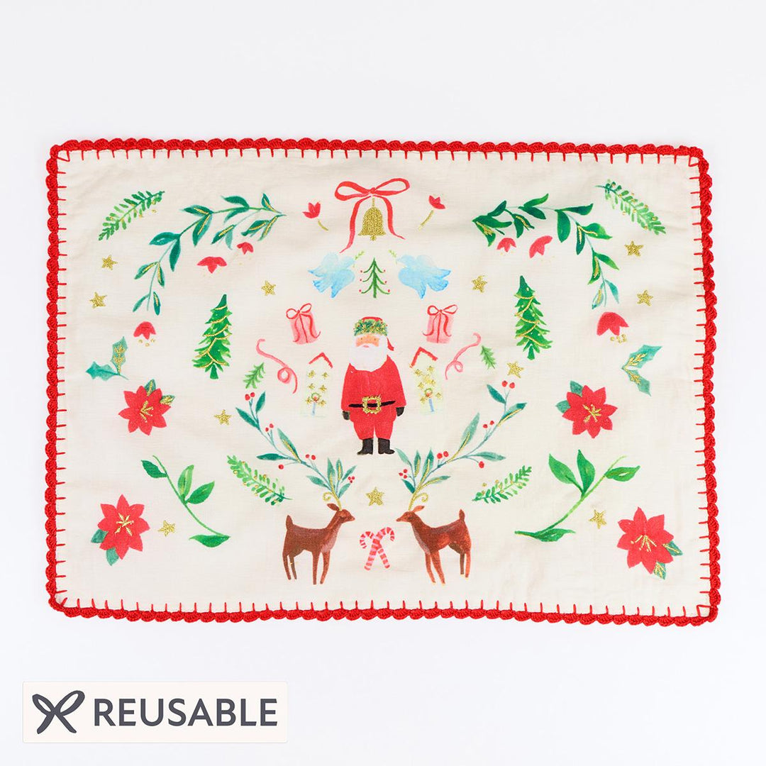Painterly Christmas Fabric Placemats x 4 | Meri Meri Placemats Painterly Christmas Fabric Placemats x 4