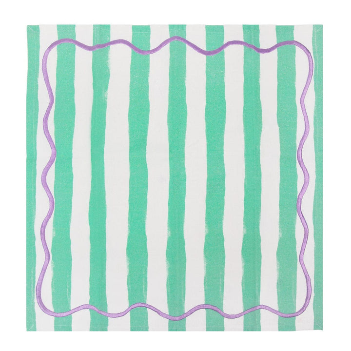 Pale Pink & Mint Green Striped Cotton Napkins - 4 Pack Napkins Pale Pink & Mint Green Striped Cotton Napkins - 4 Pack