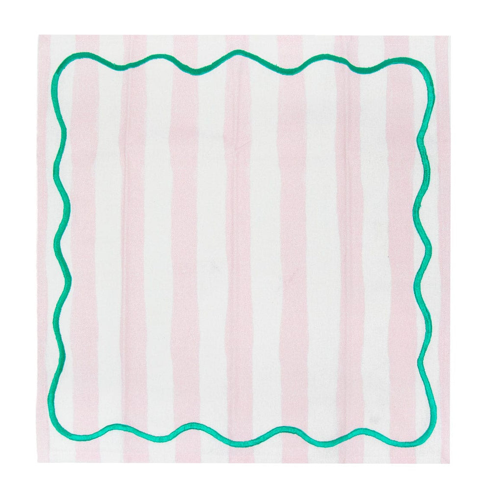 Pale Pink & Mint Green Striped Cotton Napkins - 4 Pack Napkins Pale Pink & Mint Green Striped Cotton Napkins - 4 Pack