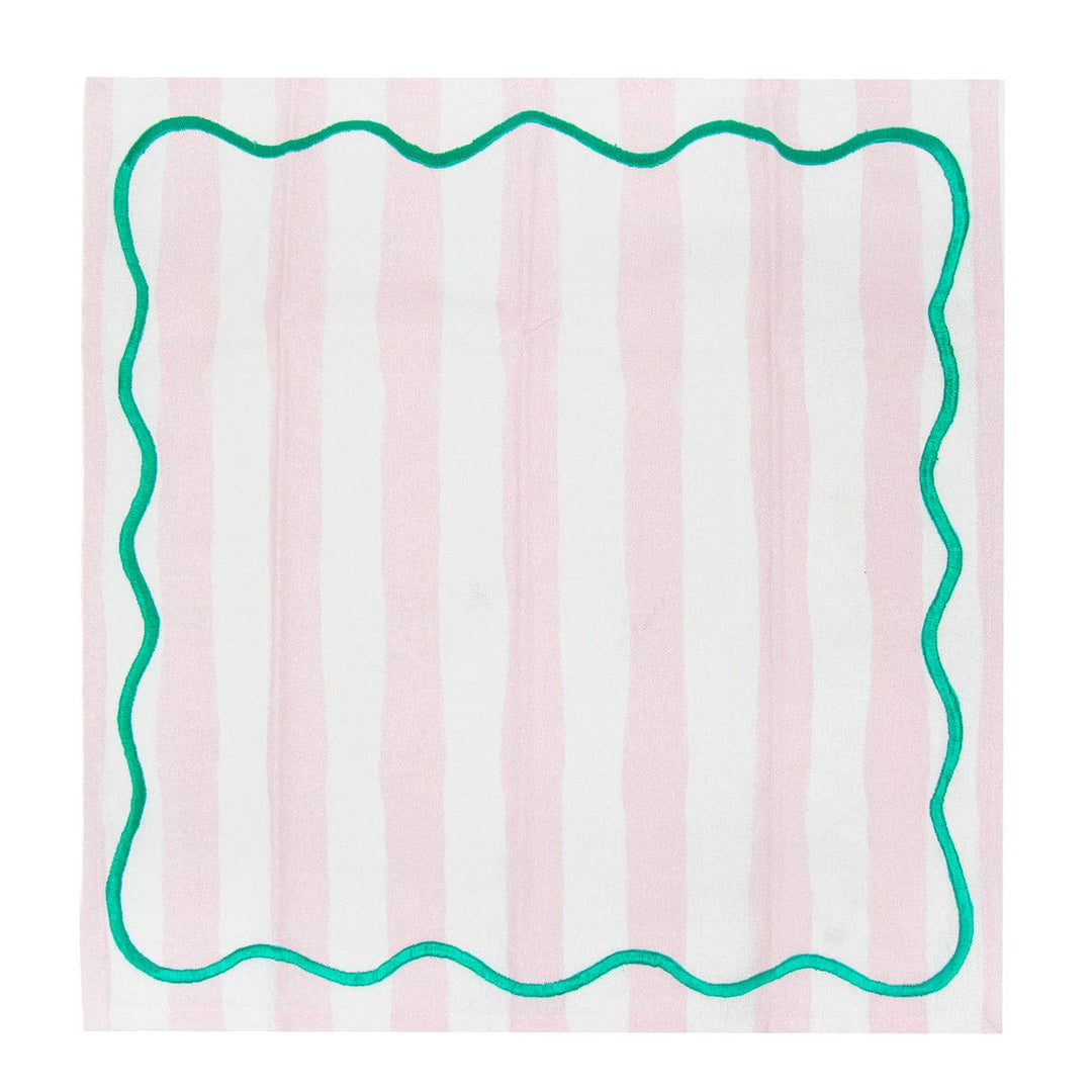 Pale Pink & Mint Green Striped Cotton Napkins - 4 Pack Napkins Pale Pink & Mint Green Striped Cotton Napkins - 4 Pack