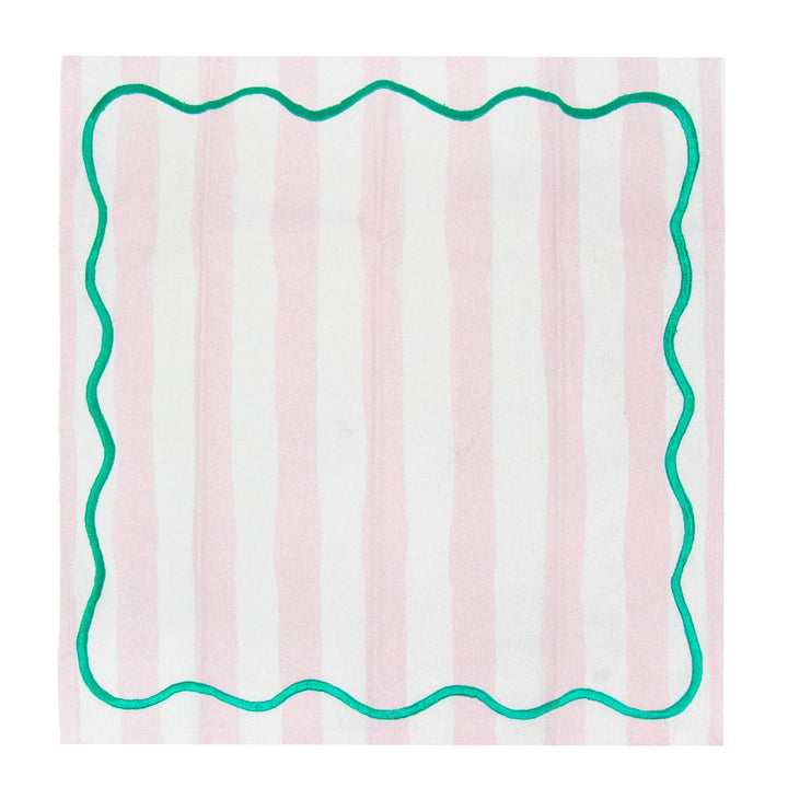 Pale Pink & Mint Green Striped Cotton Napkins - 4 Pack Napkins Pale Pink & Mint Green Striped Cotton Napkins - 4 Pack
