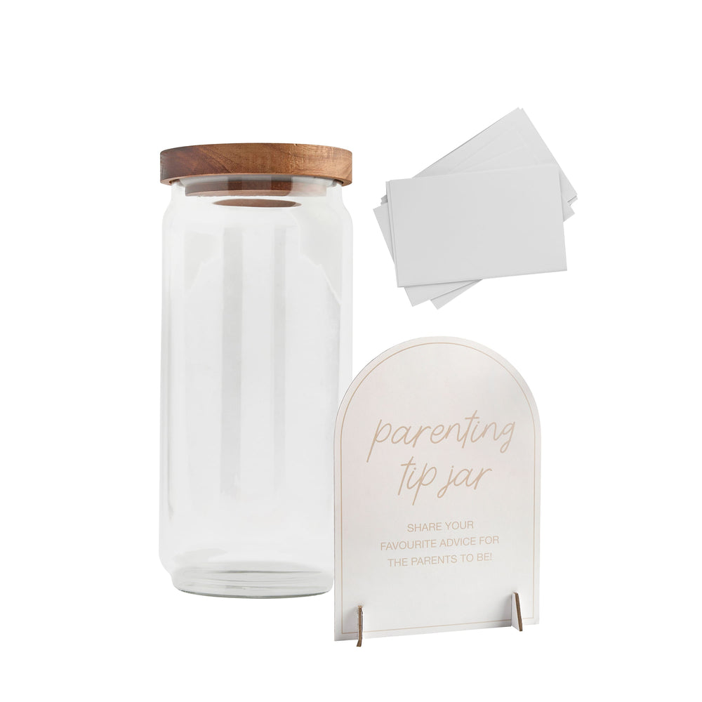 Parenting Tips Jar & Sign Set | Baby Shower Supplies UK Party Accessories Parenting Tips Jar & Sign Set