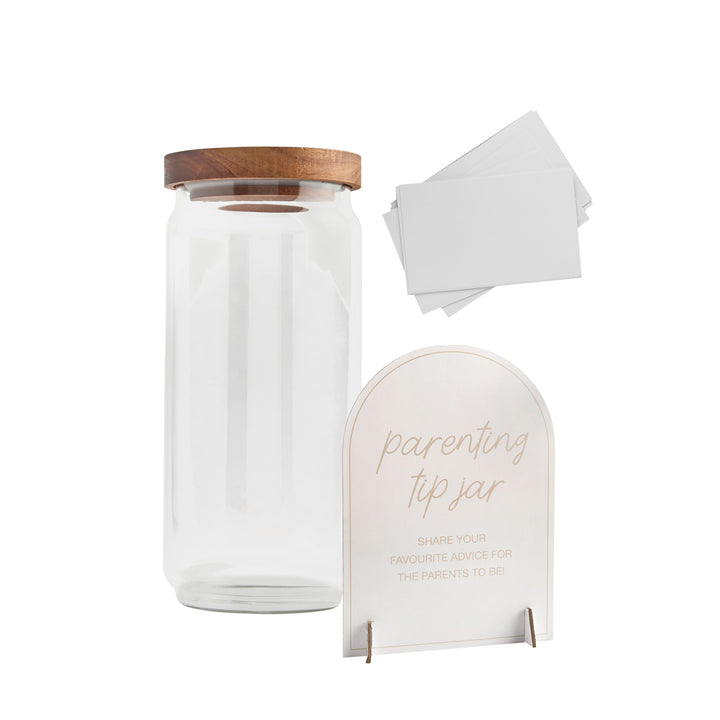 Parenting Tips Jar &amp; Sign Set | Baby Shower Supplies UK Party Accessories Parenting Tips Jar &amp; Sign Set
