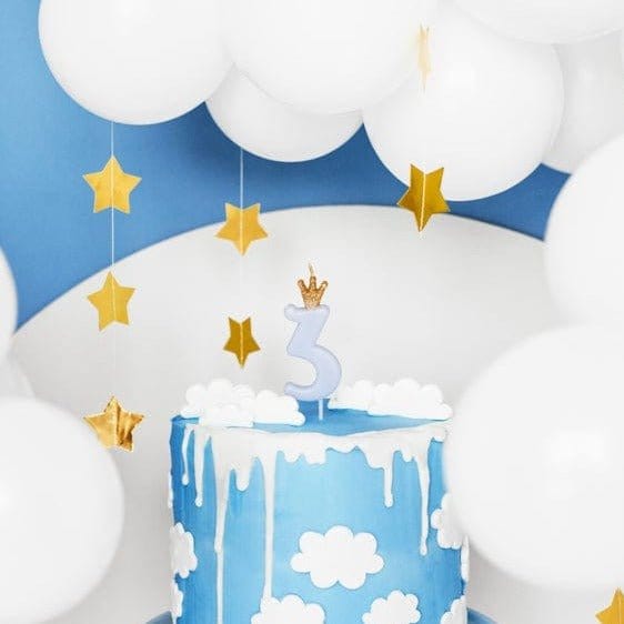 Party Deco - Light Blue Number 3 Birthday Candle Birthday Candles Light Blue Number 3 Birthday Candle